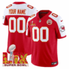 Chiefs Super Bowl LIX Patch Vapor Limited Custom Jersey – All Stitched – Red Alternate Jersey