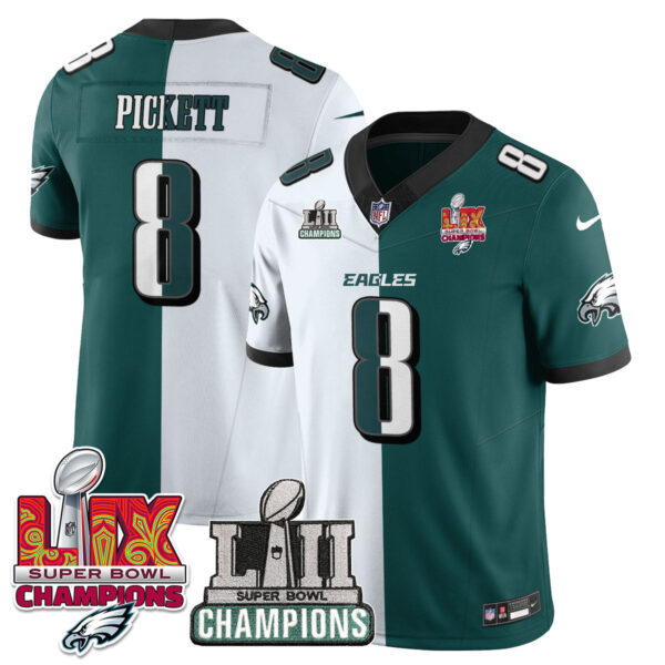Philadelphia Eagles LII-LIX Super Bowl Champions Vapor Limited Jersey – All Stitched – Split – Kenny Pickett Jersey