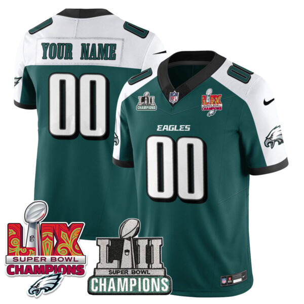 Custom Name/Gender Philadelphia Eagles LII-LIX Super Bowl Champions Vapor Limited Jersey – All Stitched – Green Alternate Jersey