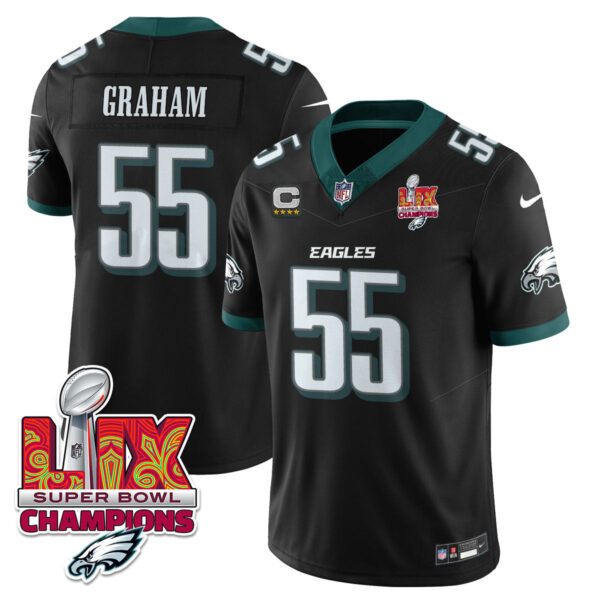 Philadelphia Eagles Super Bowl LIX Champions Gold Vapor Limited Jersey – All Stitched – Brandon Graham – Black Jersey