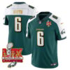 Philadelphia Eagles Super Bowl LIX Champions Gold Trim Vapor Limited Jersey – All Stitched – DeVonta Smith – Green Alternate Jersey
