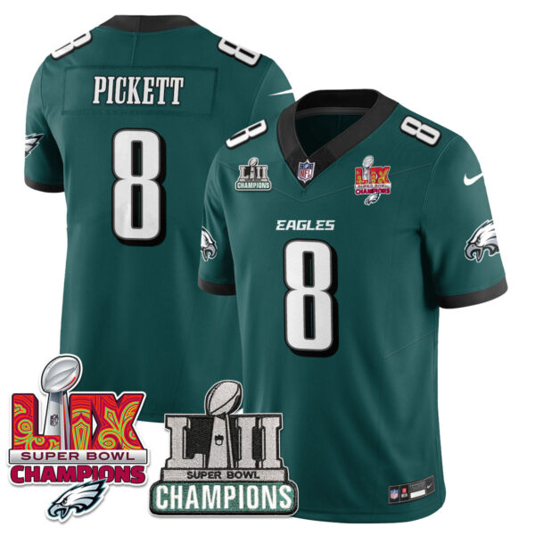 Philadelphia Eagles LII-LIX Super Bowl Champions Vapor Limited Jersey – All Stitched – Midnight Green – Kenny Pickett Jersey