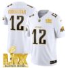 Philadelphia Eagles Super Bowl LIX Patch Gold Vapor Limited Jersey – All Stitched – White Gold – Randall Cunningham Jersey