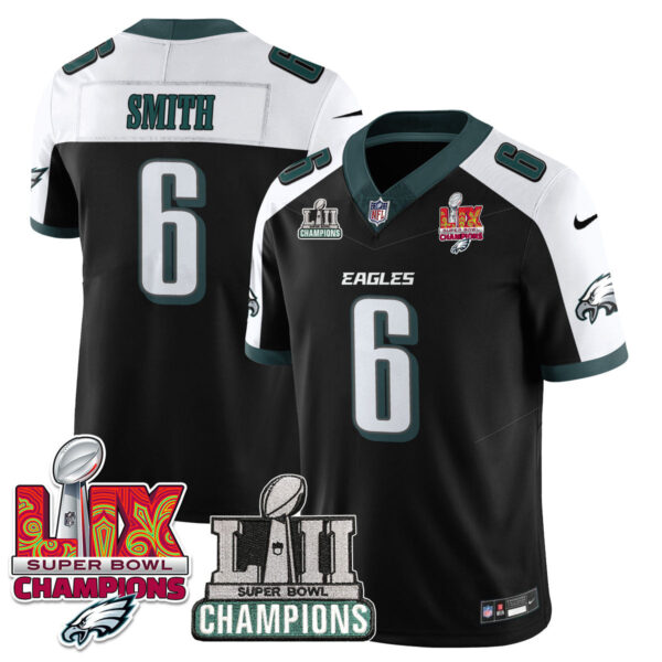 Philadelphia Eagles LII-LIX Super Bowl Champions Vapor Limited Jersey – All Stitched – Black Alternate – DeVonta Smith Jersey