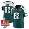 Philadelphia Eagles Super Bowl LIX Champions Gold Vapor Limited Jersey – All Stitched – Jason Kelce – Green Alternate Jersey
