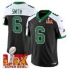 Philadelphia Eagles Kelly Green Super Bowl LIX Patch Vapor Limited Jersey – All Stitched – Black Alternate – DeVonta Smith Jersey