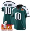 Philadelphia Eagles Super Bowl LIX Patch Vapor Limited Custom Jersey – All Stitched – Green Alternate Jersey