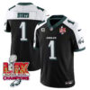 Philadelphia Eagles Super Bowl LIX Champions Gold Vapor Limited Jersey – All Stitched – Jalen Hurts – Black Alternate Jersey
