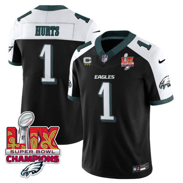 Philadelphia Eagles Super Bowl LIX Champions Gold Vapor Limited Jersey – All Stitched – Jalen Hurts – Black Alternate Jersey