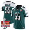 Philadelphia Eagles Super Bowl LIX Champions Gold Vapor Limited Jersey – All Stitched – Brandon Graham – Green Alternate Jersey