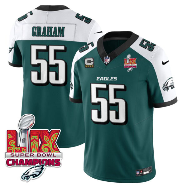 Philadelphia Eagles Super Bowl LIX Champions Gold Vapor Limited Jersey – All Stitched – Brandon Graham – Green Alternate Jersey