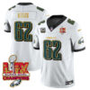 Philadelphia Eagles Super Bowl LIX Champions Gold Trim Vapor Limited Jersey – All Stitched – Jason Kelce – White Jersey
