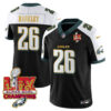 Philadelphia Eagles Super Bowl LIX Champions Gold Trim Vapor Limited Jersey – All Stitched – Saquon Barkley – Black Alternate Jersey