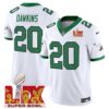 Philadelphia Eagles Kelly Green Super Bowl LIX Patch Vapor Limited Jersey – All Stitched – Kelly White – Brian Dawkins Jersey