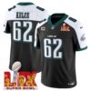 Philadelphia Eagles Super Bowl LIX Patch Vapor Limited Jersey – All Stitched – Black Alternate – Jason Kelce Jersey