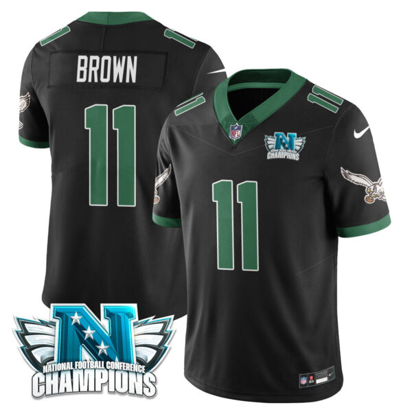 Philadelphia Eagles 2024 NFC Champion Player Jersey – All Stitched – Black – A. J. Brown Jersey