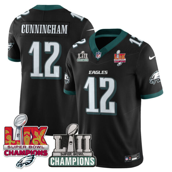 Philadelphia Eagles LII-LIX Super Bowl Champions Vapor Limited Jersey – All Stitched – Black – Randall Cunningham Jersey