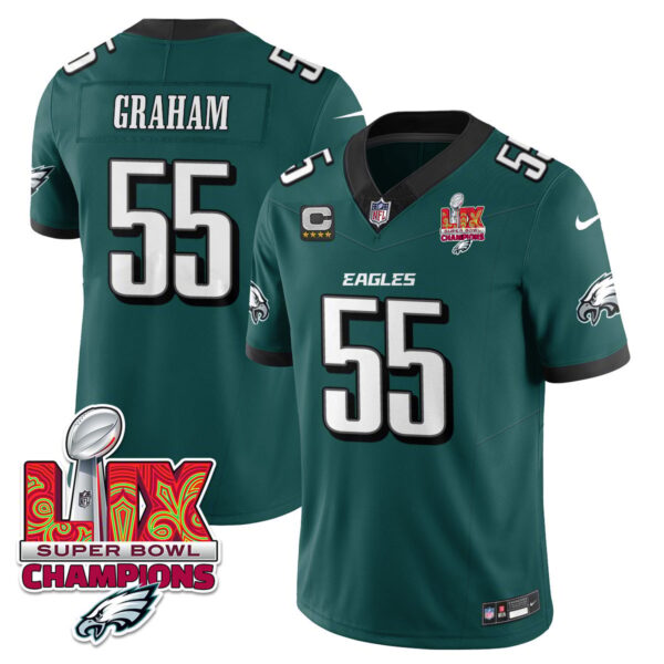 Philadelphia Eagles Super Bowl LIX Champions Gold Vapor Limited Jersey – All Stitched – Brandon Graham – Midnight Green Jersey
