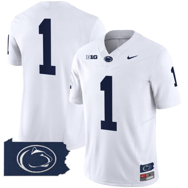 Penn State Nittany Lions 2024 Home Patch Vapor Limited Jersey – All Stitched – White – #1 Team Jersey