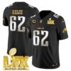 Philadelphia Eagles Super Bowl LIX Patch Gold Vapor Limited Jersey – All Stitched – Black Limited – Jason Kelce Jersey