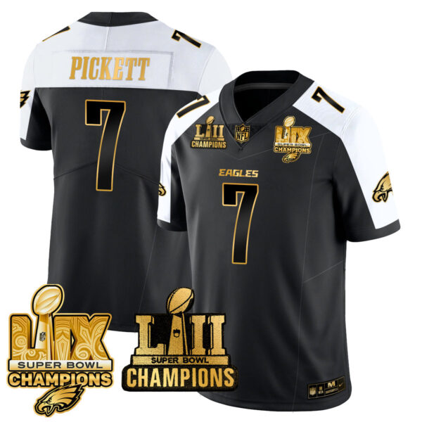 Philadelphia Eagles LII-LIX Super Bowl Champions Gold Jersey – All Stitched – Alternate – Kenny Pickett Jersey