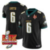 Philadelphia Eagles Super Bowl LIX Champions Gold Trim Vapor Limited Jersey – All Stitched – DeVonta Smith – Black Jersey