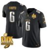 Philadelphia Eagles Super Bowl LIX Champions Gold Trim Vapor Limited Jersey – All Stitched – DeVonta Smith – Black Limited Jersey
