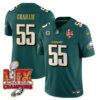 Philadelphia Eagles Super Bowl LIX Champions Gold Trim Vapor Limited Jersey – All Stitched – Brandon Graham – Midnight Green Jersey