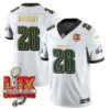 Philadelphia Eagles Super Bowl LIX Champions Gold Trim Vapor Limited Jersey – All Stitched – Saquon Barkley – White Jersey