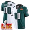 Philadelphia Eagles Super Bowl LIX Patch Vapor Limited Custom Jersey – All Stitched – Split Jersey