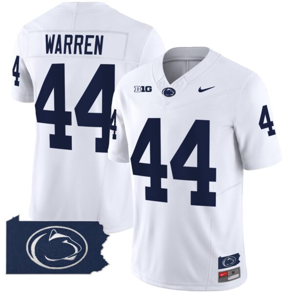 Penn State Nittany Lions 2024 Home Patch Vapor Limited Jersey – All Stitched – White – Tyler Warren Jersey