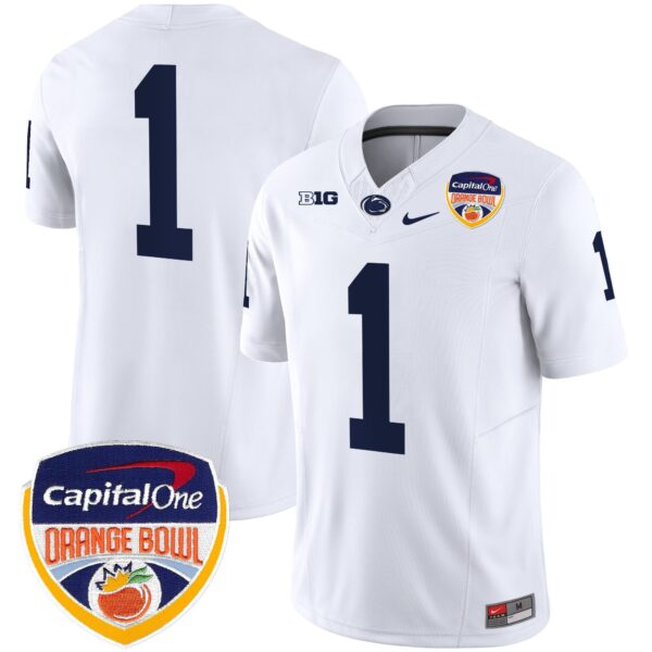 Penn State Nittany Lions Orange Bowl Patch Vapor Limited Jersey – All Stitched – White – #1 Team Jersey
