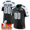 Philadelphia Eagles Super Bowl LIX Patch Vapor Limited Custom Jersey – All Stitched – Black Alternate Jersey