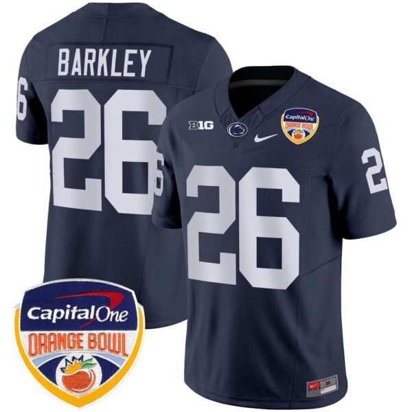 Penn State Nittany Lions Orange Bowl Patch Vapor Limited Jersey – All Stitched – Navy – Saquon Barkley Jersey