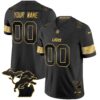 Detroit Lions 2024 Michigan Patch Gold Vapor Custom Jersey – All Stitched – Black Gold Jersey