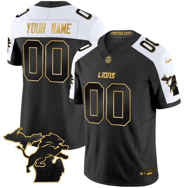 Detroit Lions 2024 Michigan Patch Gold Vapor Custom Jersey – All Stitched – Alternate Jersey
