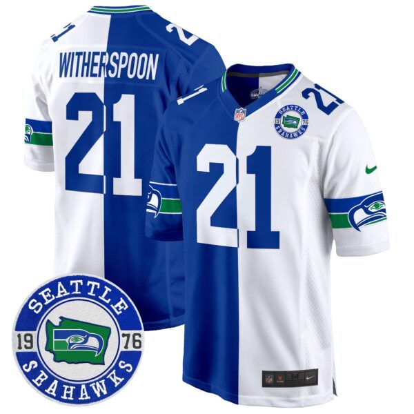 Seahawks Throwback Est. 1976 Patch Game Jersey – All Stitched – Split – Devon Witherspoon Jersey