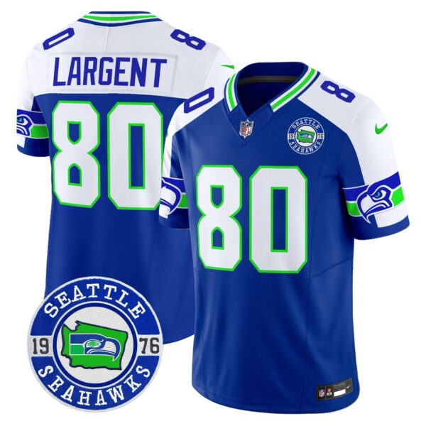 Seahawks 2024 Seattle Est. 1976 Patch Vapor Limited Jersey – All Stitched – Royal Alternate – Steve Largent Jersey