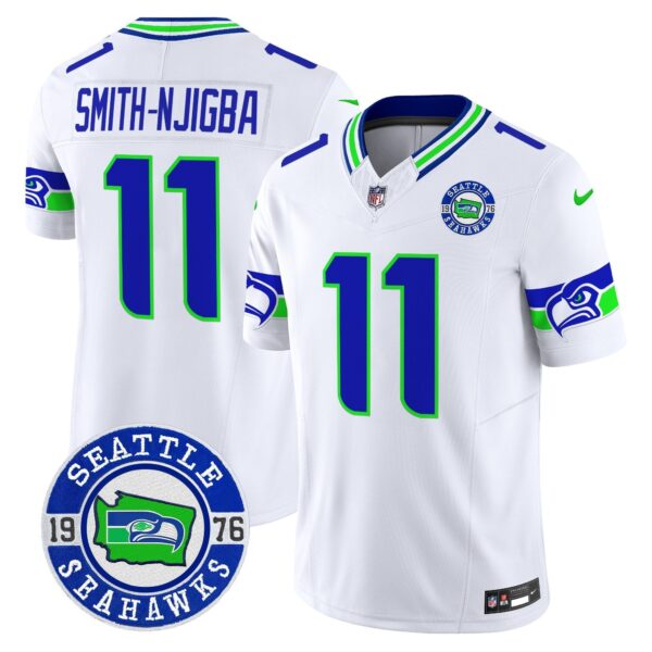 Seahawks 2024 Seattle Est. 1976 Patch Vapor Limited Jersey – All Stitched – White – Smith-Njigba Jersey