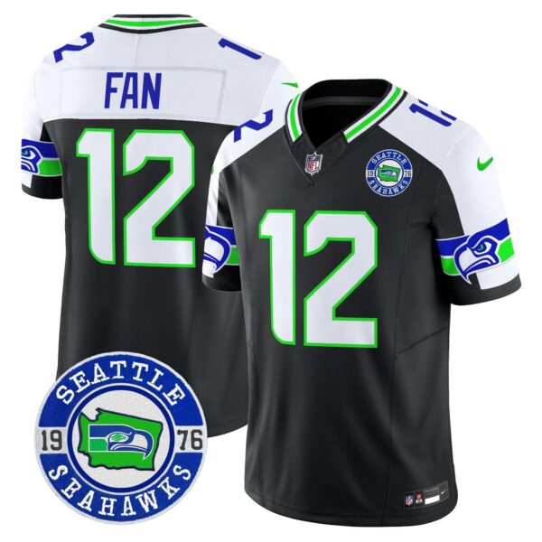 Seahawks 2024 Seattle Est. 1976 Patch Vapor Limited Jersey – All Stitched – Black Alternate – 12Th Fan Jersey
