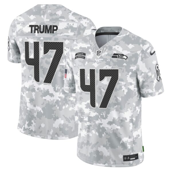 Seahawks 2024 Salute to Service Vapor Limited Jersey – Arctic Camo – All Stitched – Donald Trump Jersey