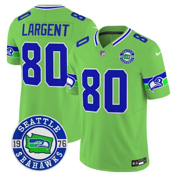 Seahawks 2024 Seattle Est. 1976 Patch Vapor Limited Jersey – All Stitched – Green – Steve Largent Jersey