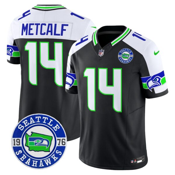 Seahawks 2024 Seattle Est. 1976 Patch Vapor Limited Jersey – All Stitched – Black Alternate – Dk Metcalf Jersey