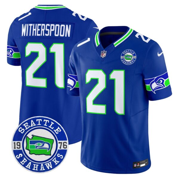 Seahawks 2024 Seattle Est. 1976 Patch Vapor Limited Jersey – All Stitched – Royal – Devon Witherspoon Jersey
