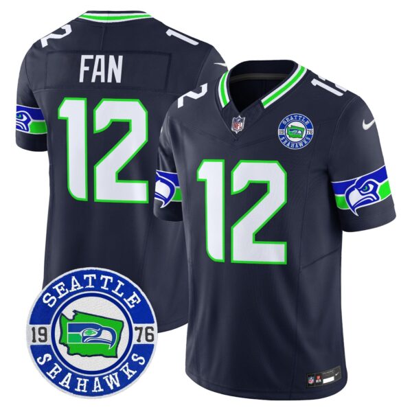 Seahawks 2024 Seattle Est. 1976 Patch Vapor Limited Jersey – All Stitched – Navy – 12Th Fan Jersey