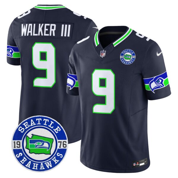 Seahawks 2024 Seattle Est. 1976 Patch Vapor Limited Jersey – All Stitched – Navy – Walker III Jersey