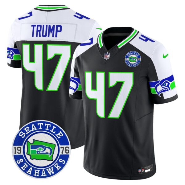 Seahawks 2024 Seattle Est. 1976 Patch Vapor Limited Jersey – All Stitched – Black Alternate – Donald Trump Jersey