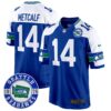 Seahawks Throwback Est. 1976 Patch Game Jersey – All Stitched – Royal Alternate – DK Metcalf Jersey