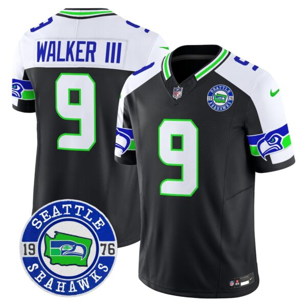 Seahawks 2024 Seattle Est. 1976 Patch Vapor Limited Jersey – All Stitched – Black Alternate – Walker III Jersey