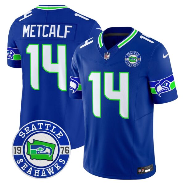 Seahawks 2024 Seattle Est. 1976 Patch Vapor Limited Jersey – All Stitched – Royal – Dk Metcalf Jersey